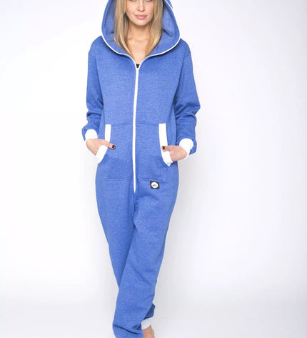 Sofa Killer džinso spalvos kombinezonas su baltais rankogaliais