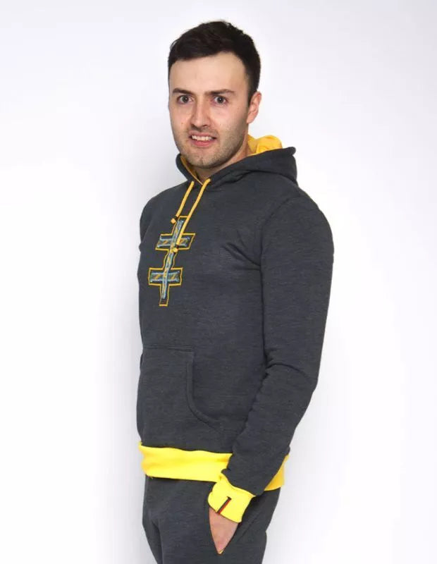 Sofa Killer grafito spalvos džemperis su tautinėm juostom