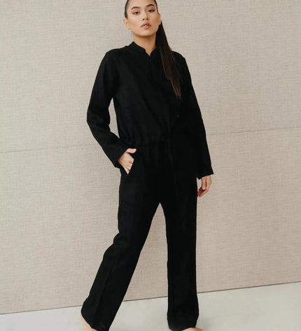 Sofa Killer juodas lininis kombinezonas