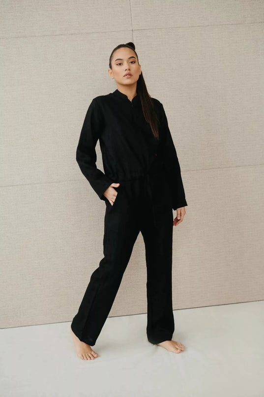 Sofa Killer juodas lininis kombinezonas