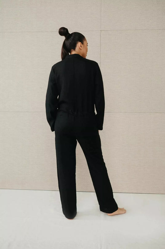 Sofa Killer juodas lininis kombinezonas