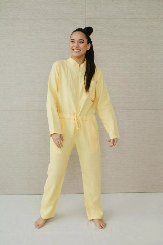 Sofa Killer citrinos spalvos lininis kombinezonas