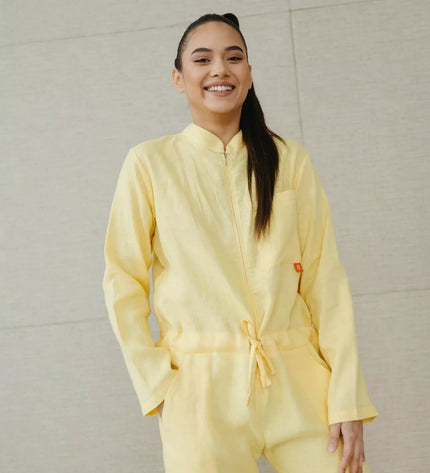 Sofa Killer citrinos spalvos lininis kombinezonas