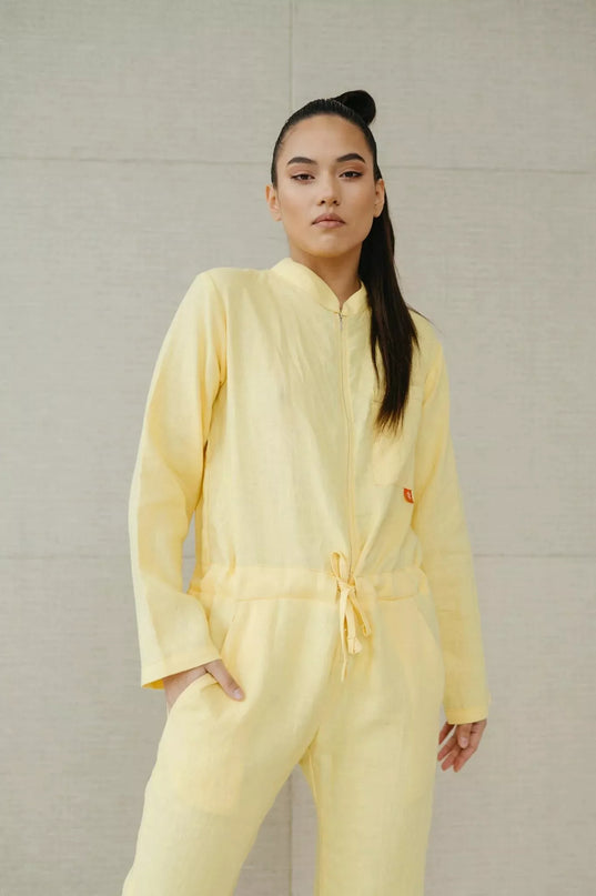 Sofa Killer citrinos spalvos lininis kombinezonas