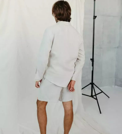 Sofa Killer smėlio spalvos vyriški linininiai marškiniai RAMLAT