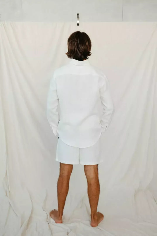 Sofa Killer baltos spalvos vyriški linininiai marškiniai RAMLAT