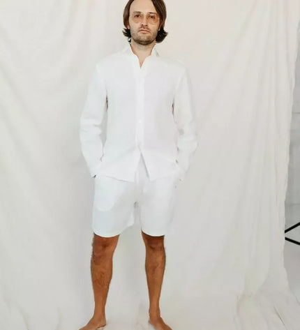 Sofa Killer baltos spalvos vyriški linininiai marškiniai RAMLAT