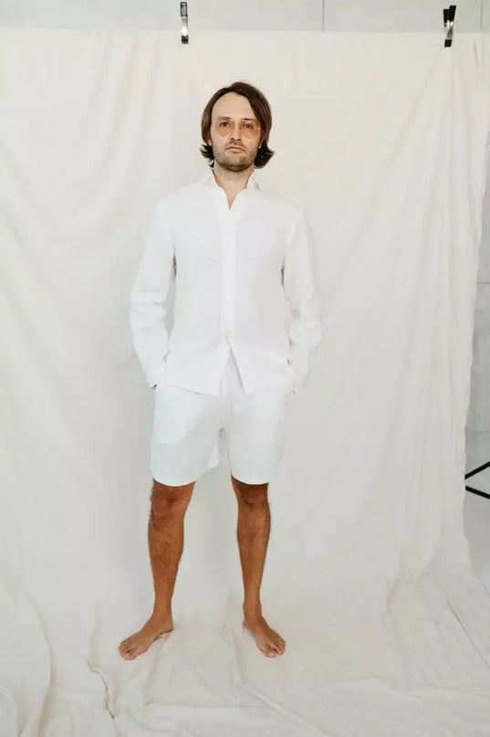 Sofa Killer baltos spalvos vyriški linininiai marškiniai RAMLAT