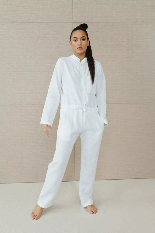 Sofa Killer baltas lininis kombinezonas