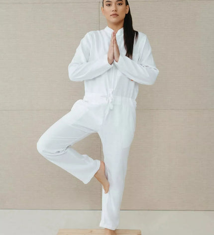 Sofa Killer baltas lininis kombinezonas