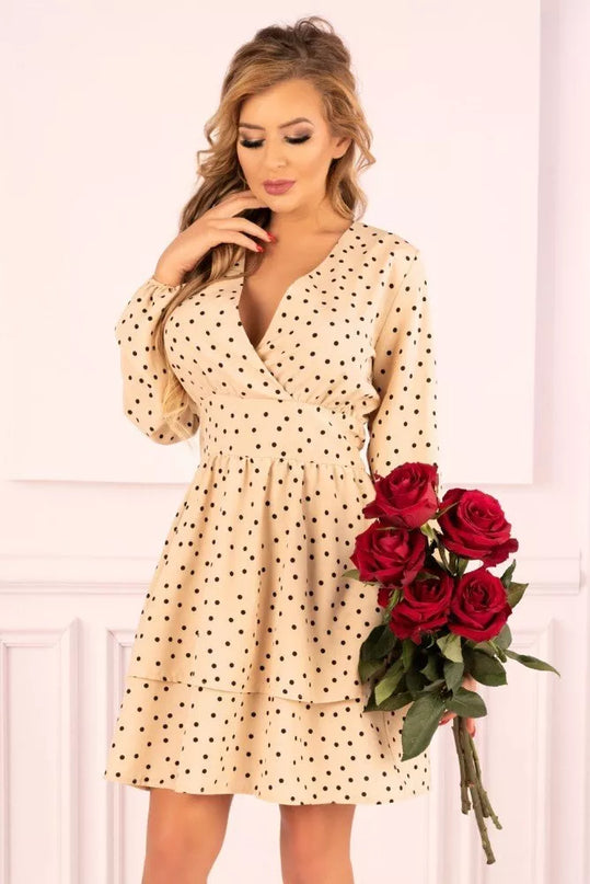 Marribel kūno spalvos taškuota suknelė Clarika