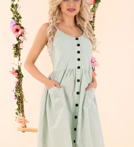 Marribel mėtinė dryžuota vasariška suknelė Eviniam