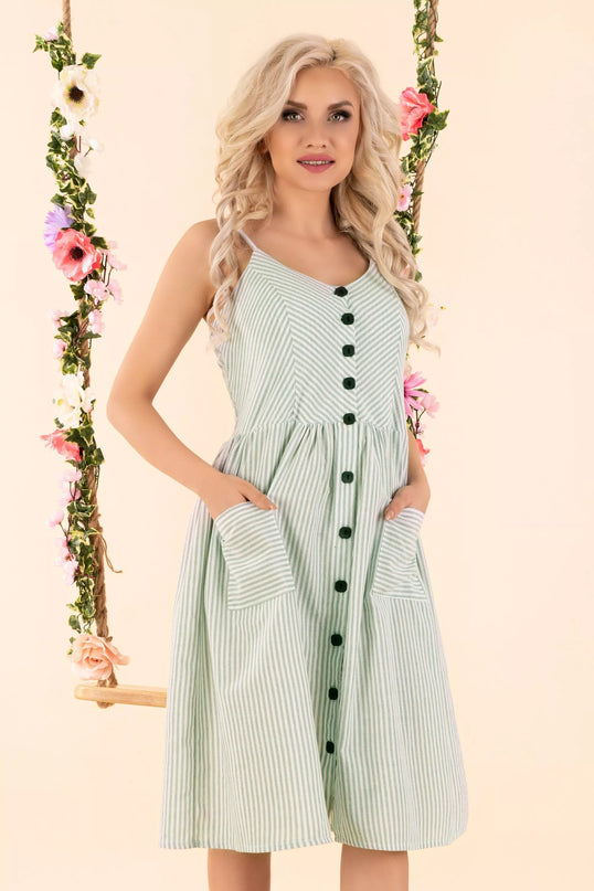 Marribel mėtinė dryžuota vasariška suknelė Eviniam