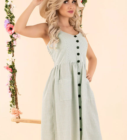 Marribel mėtinė dryžuota vasariška suknelė Eviniam