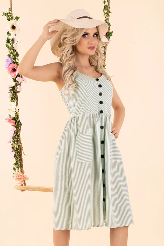 Marribel mėtinė dryžuota vasariška suknelė Eviniam