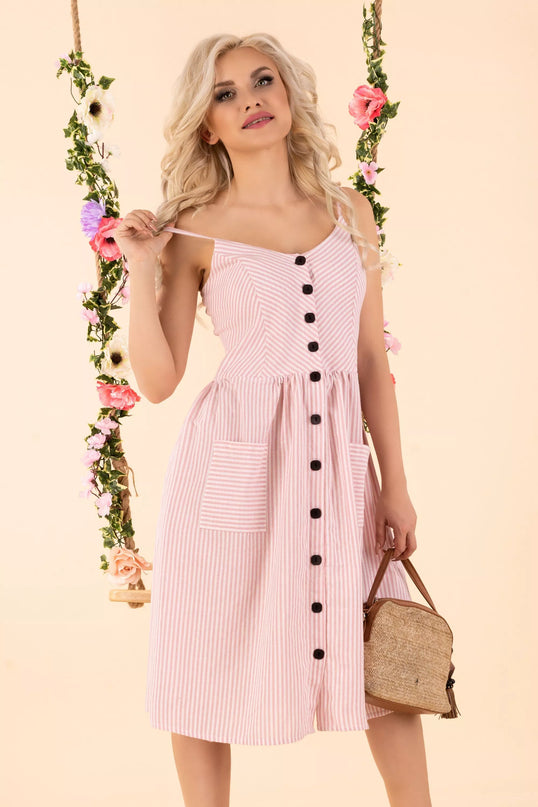 Marribel rausva dryžuota vasariška suknelė Eviniam