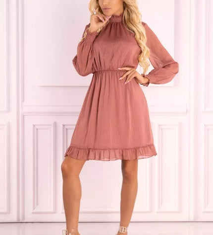 Marribel šviesiai rožinė suknelė perregimom rankovėm Collya