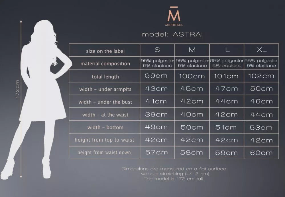 Marribel tamsiai mėlyna suknelė perregimom rankovėm Astrai