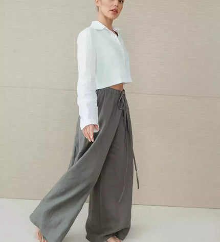 Sofa Killer pilkos spalvos linininės kelnės Doha