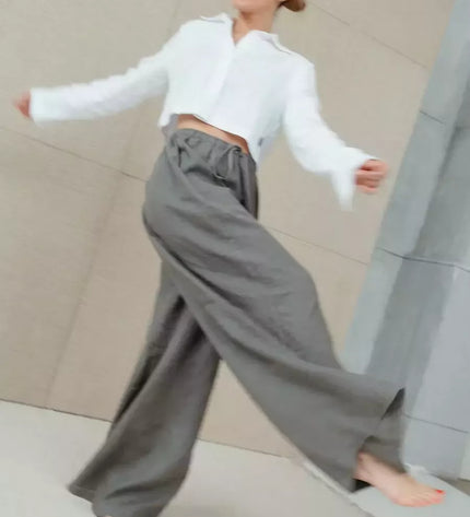 Sofa Killer pilkos spalvos linininės kelnės Doha