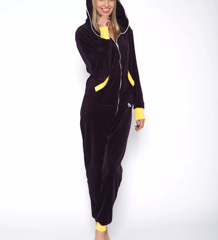 Sofa Killer baklažano spalvos veliūrinis kombinezonas