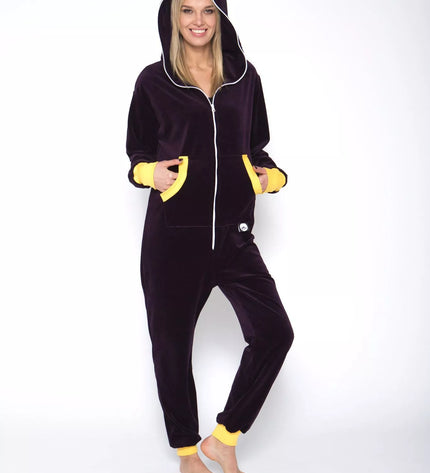 Sofa Killer baklažano spalvos veliūrinis kombinezonas