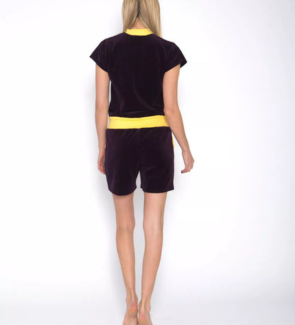 Sofa Killer baklažano spalvos veliūrinis vasarinis kombinezonas