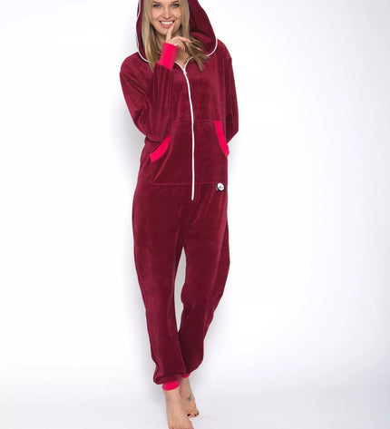 Sofa Killer bordo spalvos veliūrinis kombinezonas