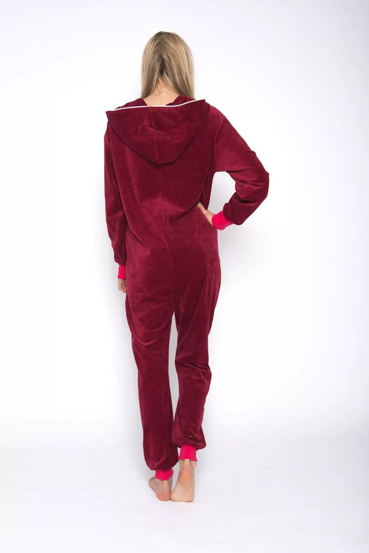 Sofa Killer bordo spalvos veliūrinis kombinezonas