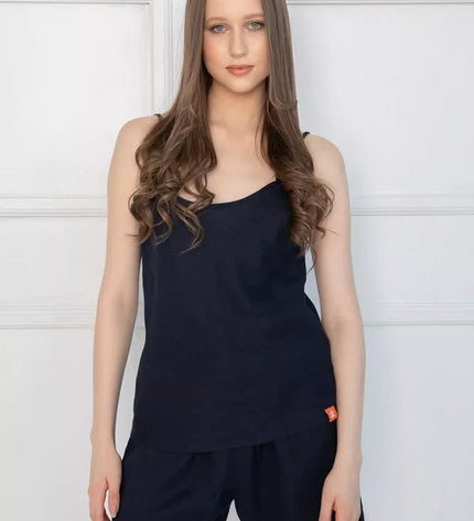 Sofa Killer tamsiai mėlynas lininis kostiumas su šortais