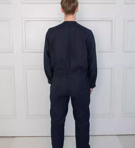 Sofa Killer tamsiai mėlynos spalvos vyriškas lininis kombinezonas