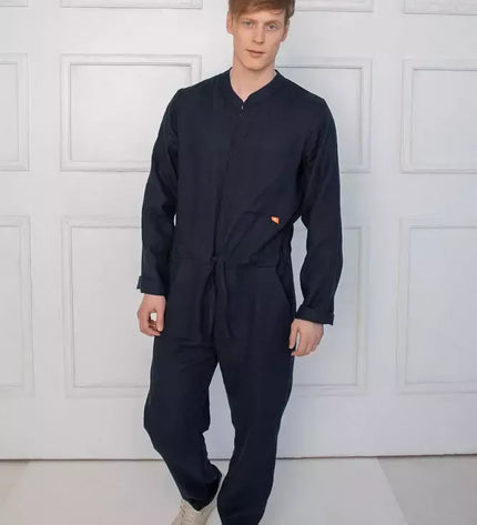 Sofa Killer tamsiai mėlynos spalvos vyriškas lininis kombinezonas