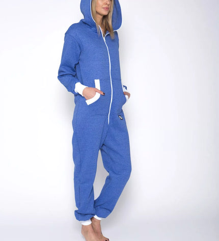 Sofa Killer džinso spalvos kombinezonas su baltais rankogaliais