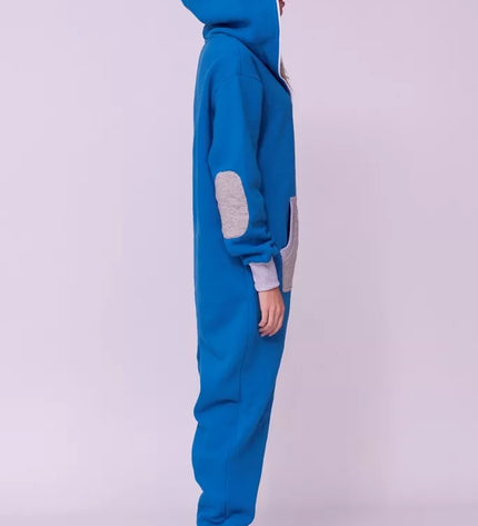 Sofa Killer mėlynas kombinezonas su dygsniuotos medžiagos aplikacija