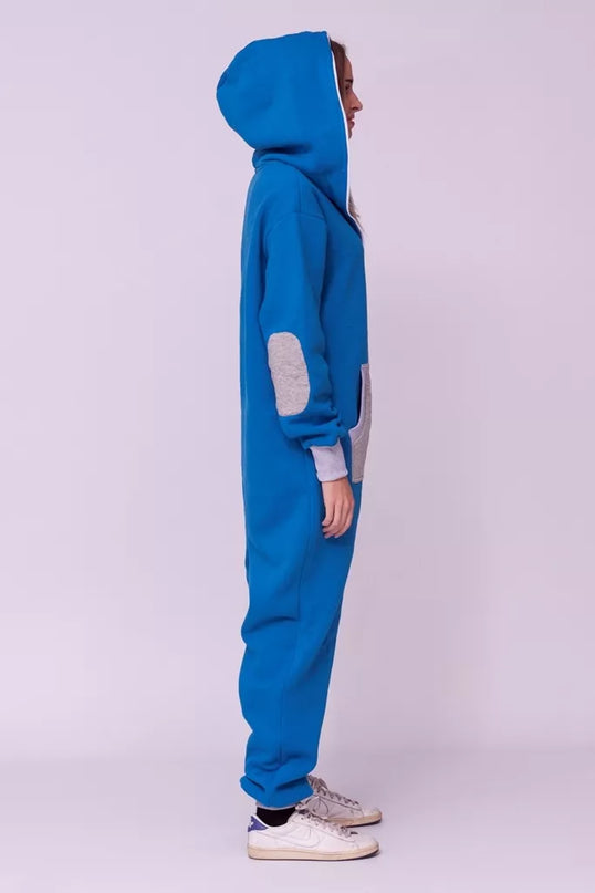 Sofa Killer mėlynas kombinezonas su dygsniuotos medžiagos aplikacija