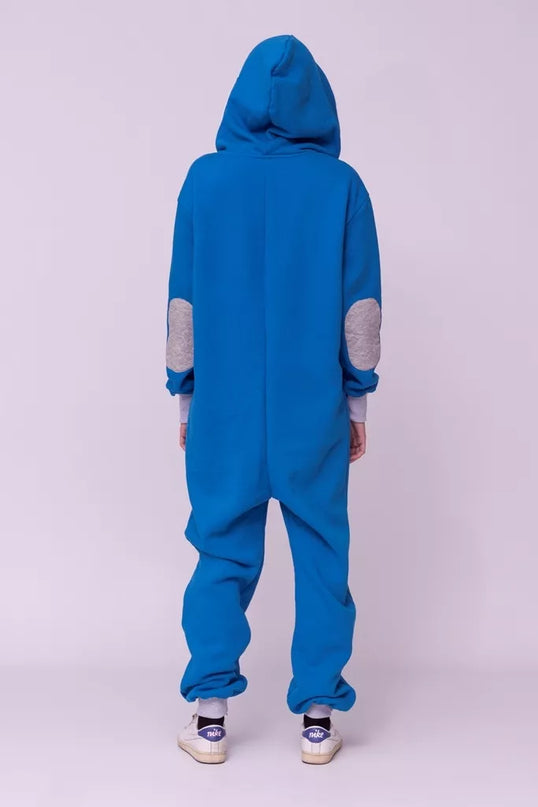 Sofa Killer mėlynas kombinezonas su dygsniuotos medžiagos aplikacija