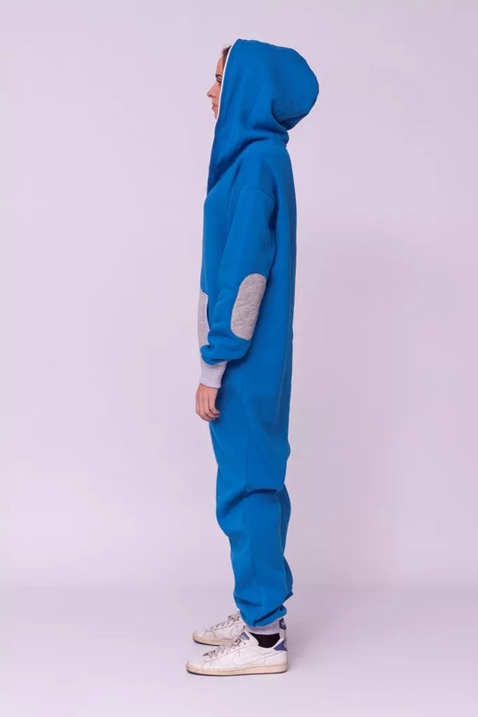 Sofa Killer mėlynas kombinezonas su dygsniuotos medžiagos aplikacija