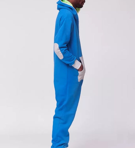 Sofa Killer mėlynas kombinezonas su dygsniuotos medžiagos aplikacija