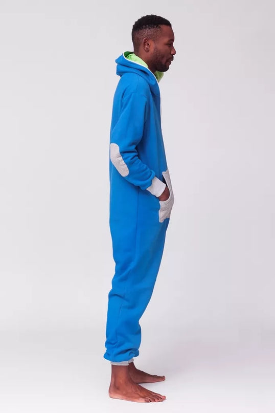 Sofa Killer mėlynas kombinezonas su dygsniuotos medžiagos aplikacija