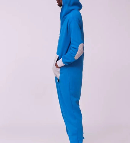 Sofa Killer mėlynas kombinezonas su dygsniuotos medžiagos aplikacija