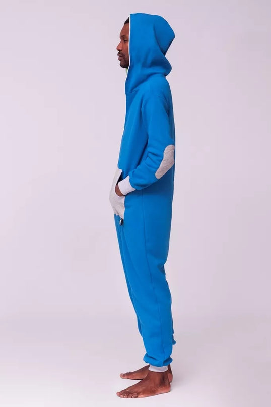 Sofa Killer mėlynas kombinezonas su dygsniuotos medžiagos aplikacija