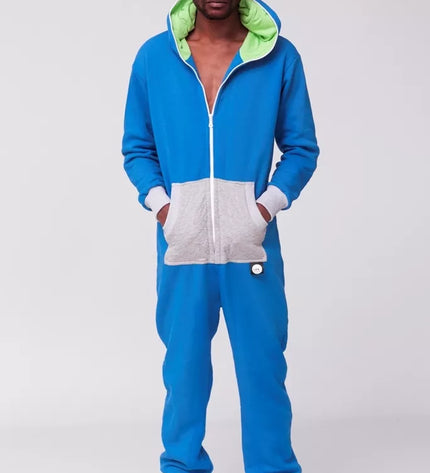 Sofa Killer mėlynas kombinezonas su dygsniuotos medžiagos aplikacija