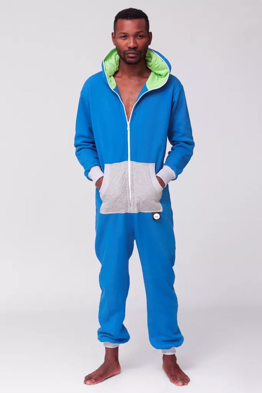 Sofa Killer mėlynas kombinezonas su dygsniuotos medžiagos aplikacija