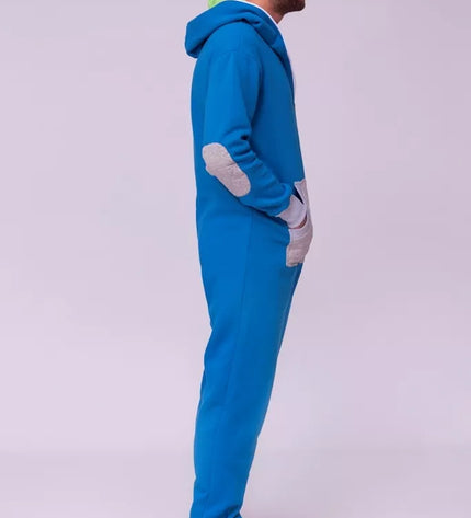 Sofa Killer mėlynas kombinezonas su dygsniuotos medžiagos aplikacija