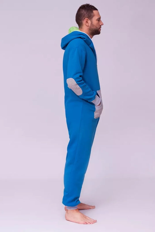 Sofa Killer mėlynas kombinezonas su dygsniuotos medžiagos aplikacija