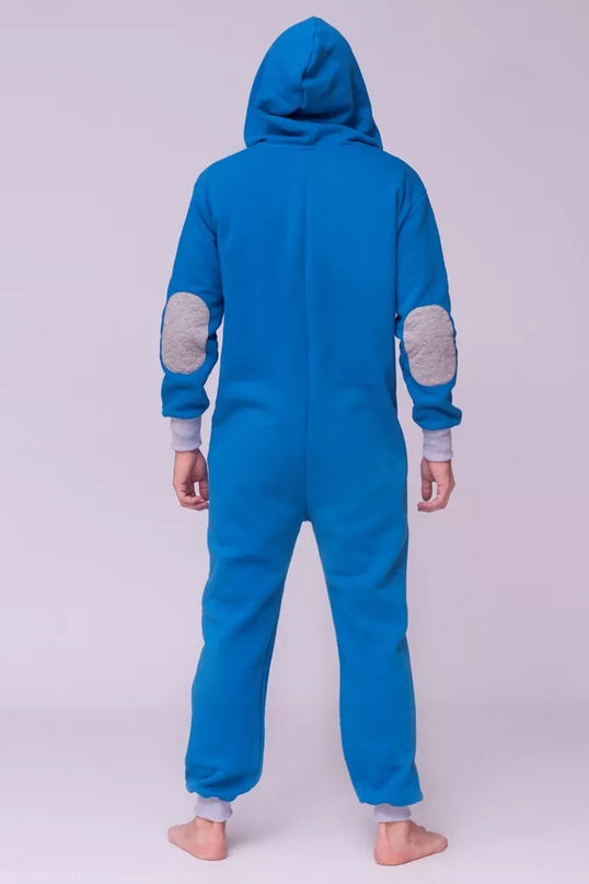 Sofa Killer mėlynas kombinezonas su dygsniuotos medžiagos aplikacija