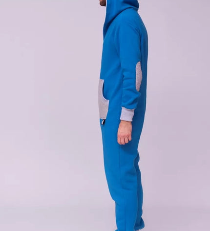 Sofa Killer mėlynas kombinezonas su dygsniuotos medžiagos aplikacija