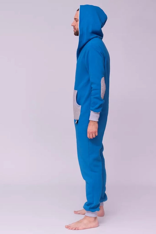 Sofa Killer mėlynas kombinezonas su dygsniuotos medžiagos aplikacija