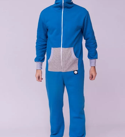 Sofa Killer mėlynas kombinezonas su dygsniuotos medžiagos aplikacija