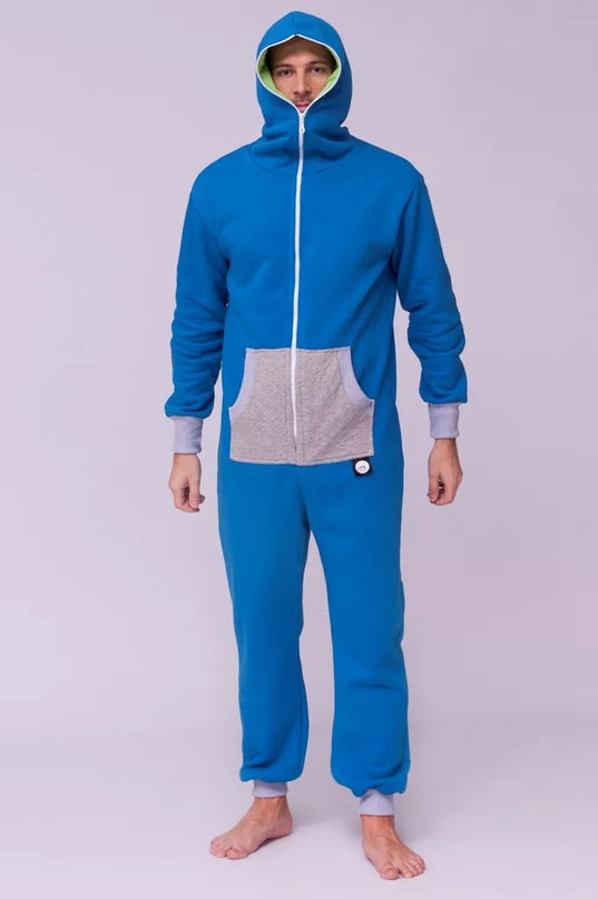 Sofa Killer mėlynas kombinezonas su dygsniuotos medžiagos aplikacija